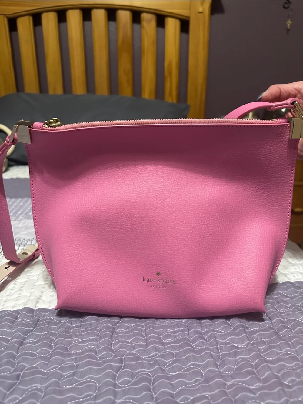kate spade Pink Pebble Leather Crossbody with Gold Hardware